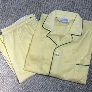Mid-Century Archduke Men's Big & Large Yellow Long Sleeve Pajamas 1960s-70s NOS